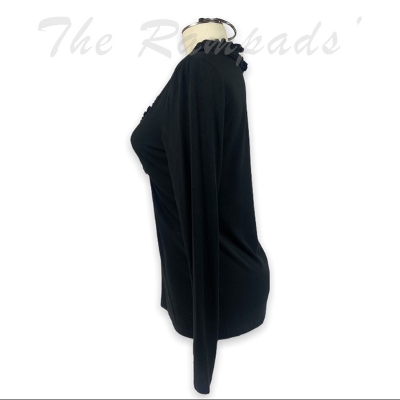 Banana Republic Black Scrunched V-neck Long-sleeve Blouse Size Stretch M… - Picture 4 of 7